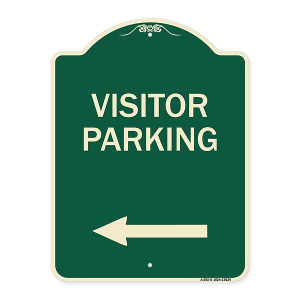 Reserved Parking Visitor Parking Arrow Pointing Left Heavy-Gauge Alum Sign, 24" x 18", G-1824-23024